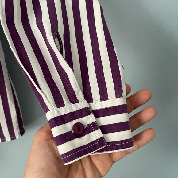 Vintage Center Aisle Purple Striped Button down M - Picture 8 of 11